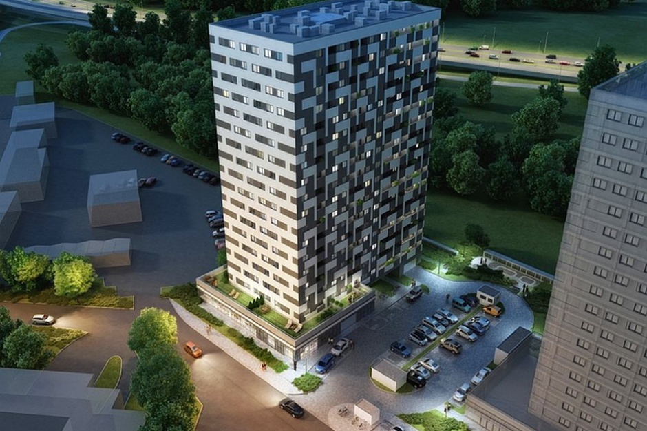Korona Pragi, LC Corp 17 pięter mieszkań po prawej stronie Wisły