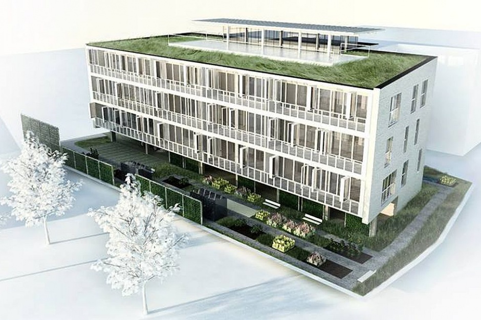 Zaprojektowany przez pracownię Meteor Architects budynek liczy 13 mieszkań od 56 mkw. do 110 mkw., dwa lokale usługowe i świetlicę. Fot. Meteor Architects. Białostocka Kooperatywa Mieszkaniowa będzie spółdzielnią