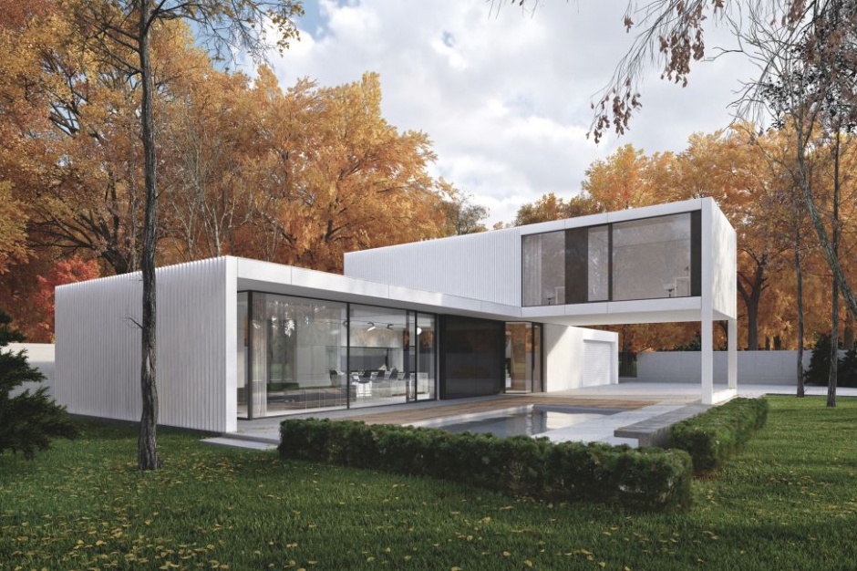 Biały Pawilon. Projekt: Paweł Lis Architekci. Fot. Kajetan Szeliński Biały Pawilon dobrze wpisuje się w zadrzewioną działkę