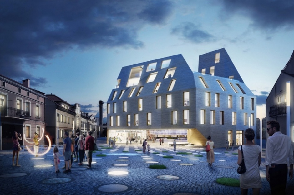 Koncepcja budynku przypomina kształtem wielki piec garncarski. Fot. DevelopRes Rzeszów. Plac Garncarski doczeka się hotelu i apartamentów?