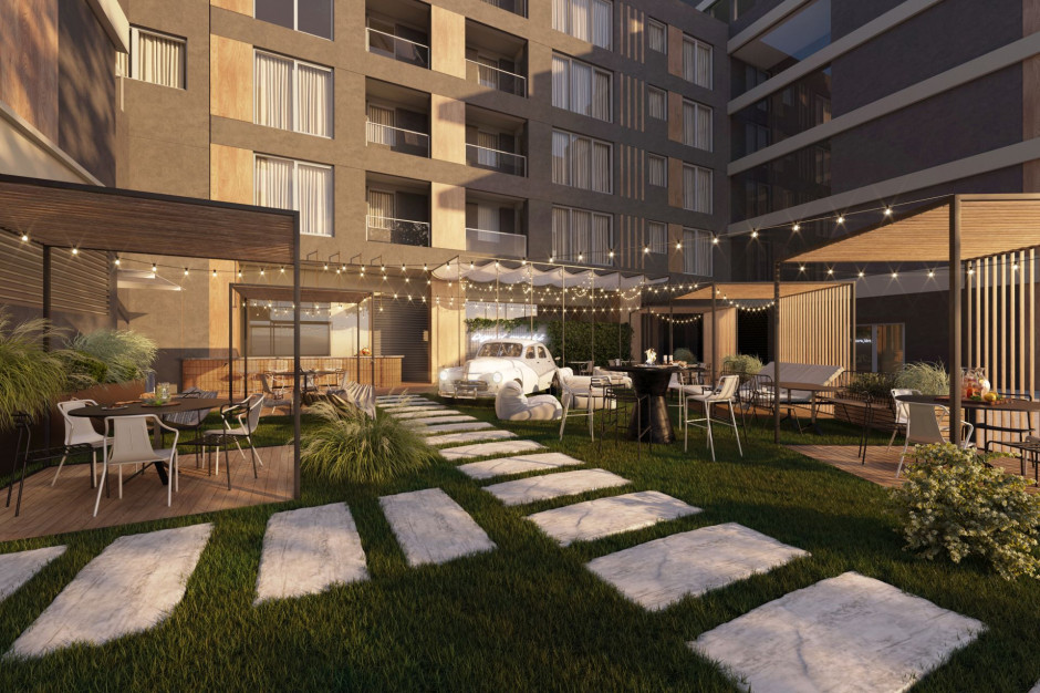Ogród na terenie inwestycji Royal Tulip Warsaw Apartments. Fot. mat. pras. Royal Tulip Warsaw Apartments - najpiękniejsze miejsca Warszawy zaklęte w jednym budynku