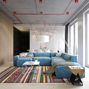Kolorowy minimalizm. Nowoczesne mieszkanie w Warszawie